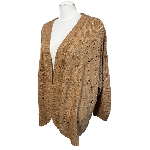 BloomChic Open Front Knit Cardigan Sweater w/ Pockets Sz 26 (4XL) Beige - Picture 7 of 13